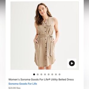 Sonoma Tan Buttoned Tie Front Mini Dress